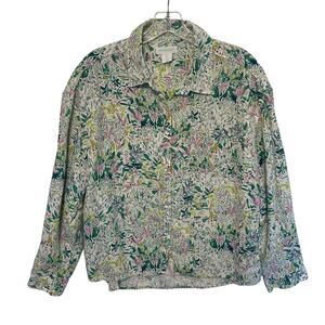 Cynthia Rowley Floral Button Down Shirt - Green, Pink, Yellow